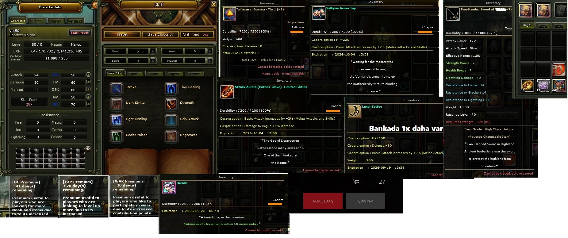 80 LVL KARUS PRİEST 7 QUEST MS FULL PUS
