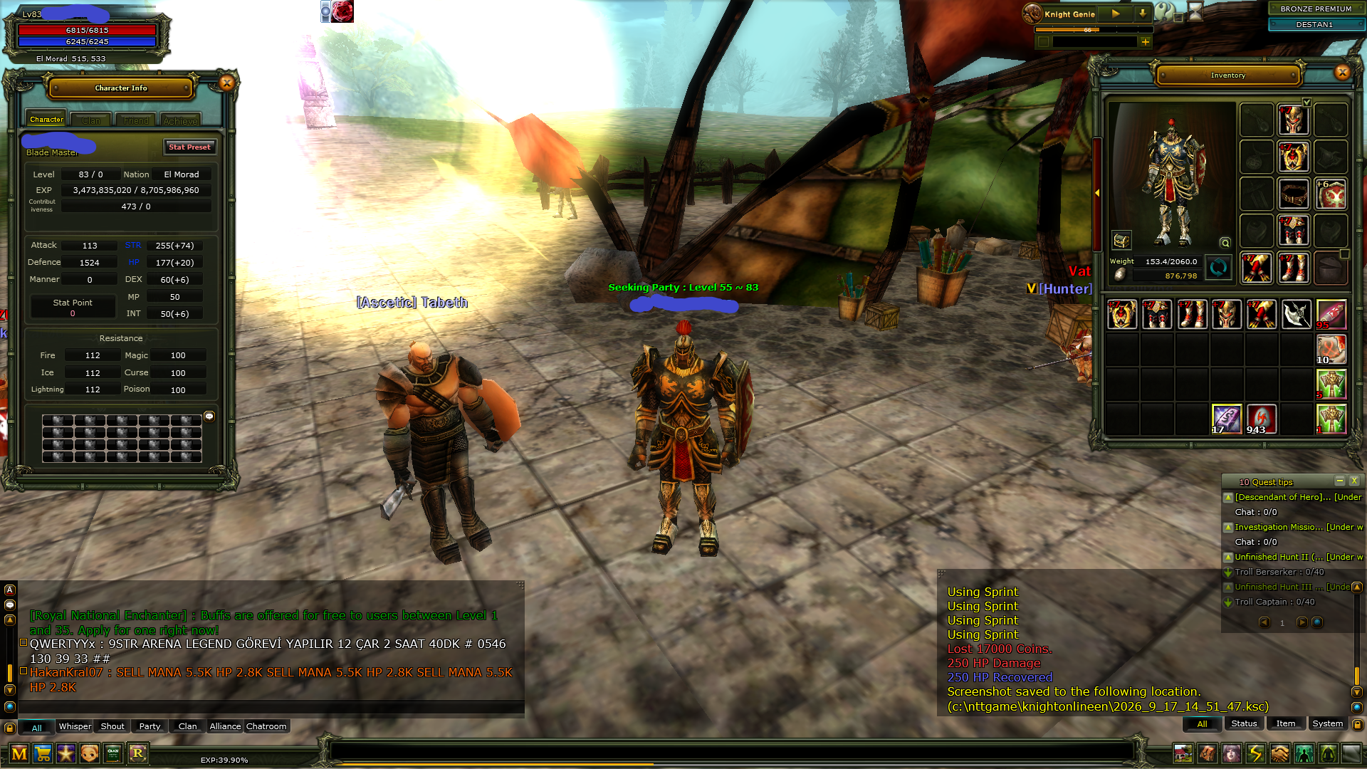 83 REB 8 YÜZDE 73 HUMAN MAGE 100 DEF AÇIKTIR YAN ÇARLARI 83 WAİROR 81 PRİEST 90