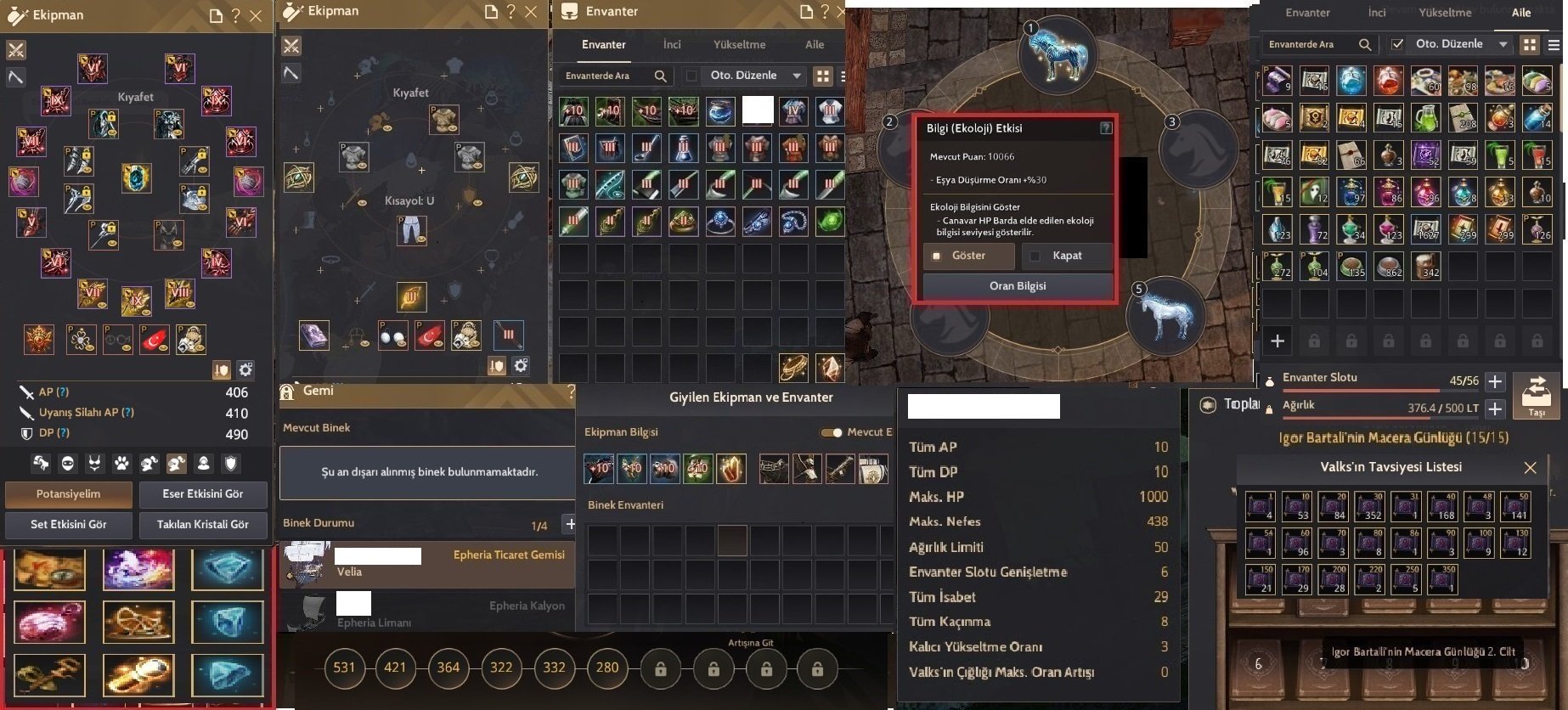 900 GS - 410ap /490 dp End Game Yakın Hazine Parçalı Sentez Kitaplı Full p2w