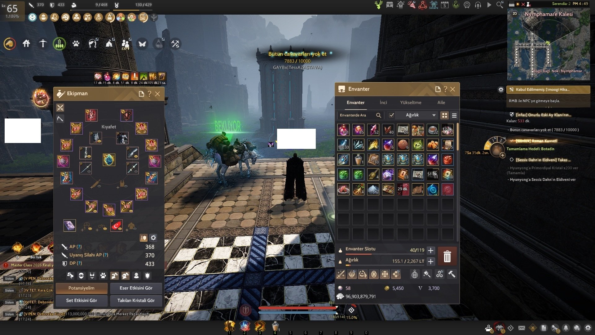65Lv 800GS Life ve PvE Odaklı Pvp Döndürebilrsiniz Herşeye uygun Hesap Kelepir Fiyat