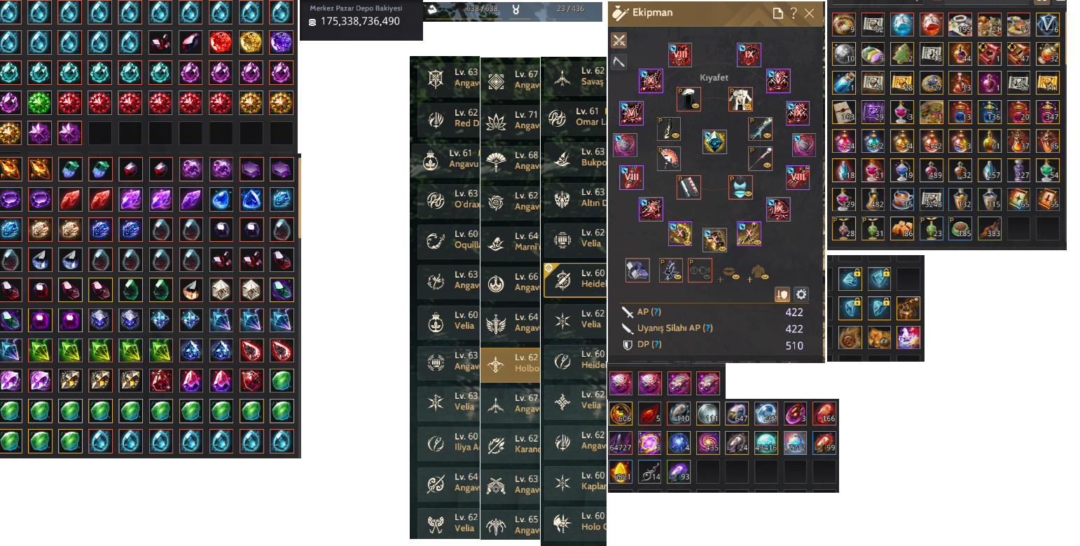 932 GS 422 AP 510 DP SAGE MEAEGU WOOSA MAİN SENTEZ MEVCUT HEM PVP HEM PVE HESAP