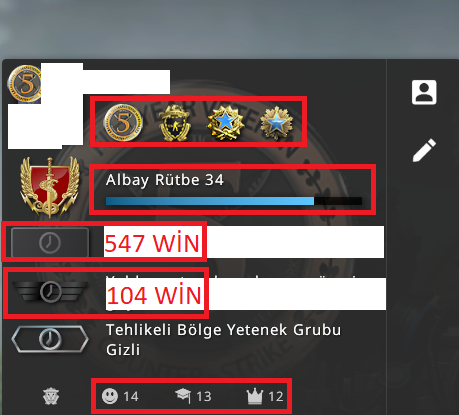 7 MADALYALI 20 TL CS GO ENVANTERLİ 325 TL STEAM OYUN ENVANTERLİ MAİNLİK HESAP STEAM LV 16