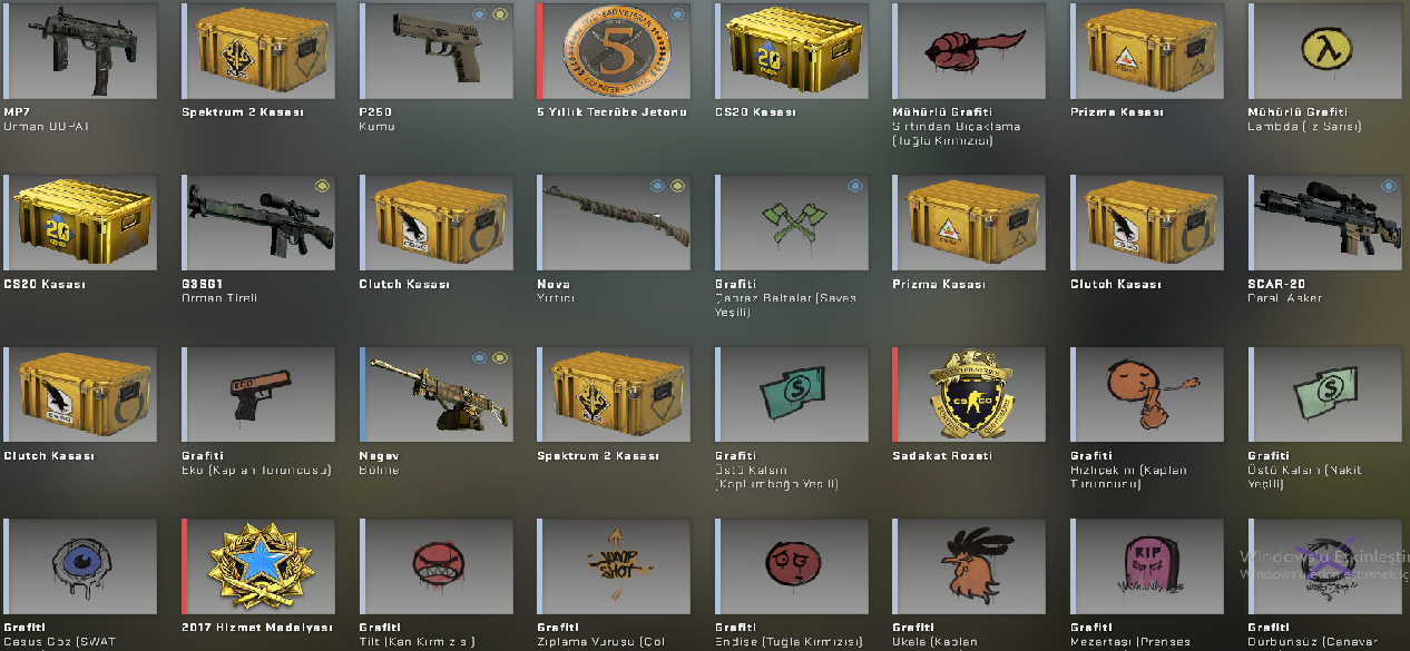 7 MADALYALI 20 TL CS GO ENVANTERLİ 325 TL STEAM OYUN ENVANTERLİ MAİNLİK HESAP STEAM LV 16