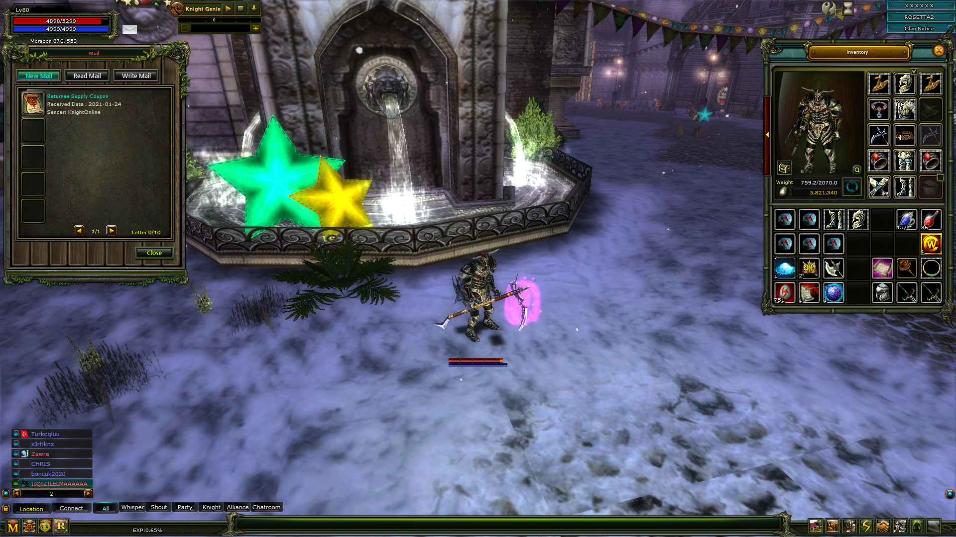 Knight Online Minark 80 lvl warrior 7 raptor full gorev son fıyat