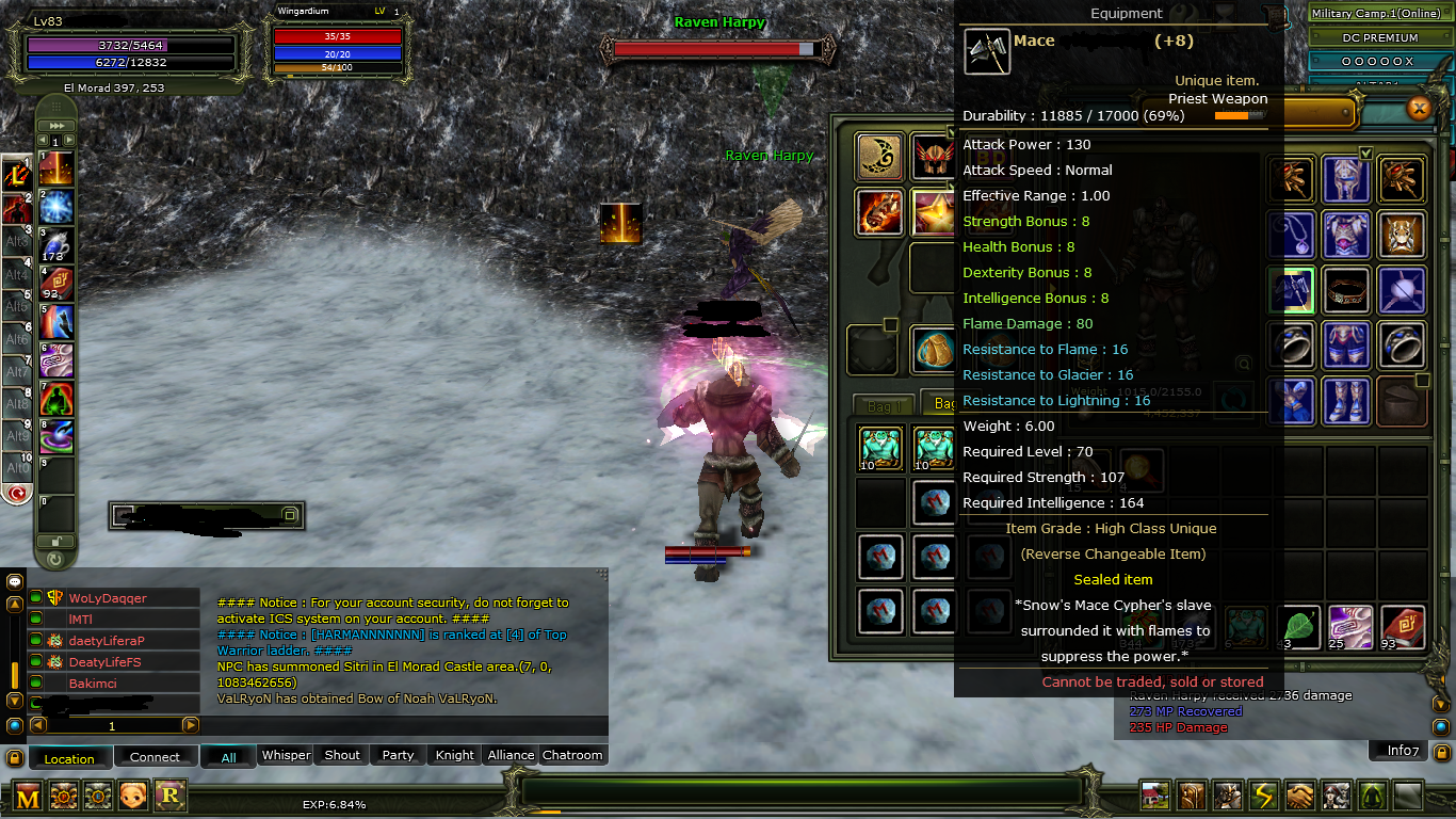 Knight Online Altar 83 İNT BP 8 QUEST MACE 2 REB QUEST MACE 7