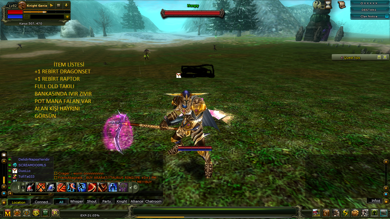 Knight Online Destan 82 LVL 7 DRAGON SET 7 RAPTOR
