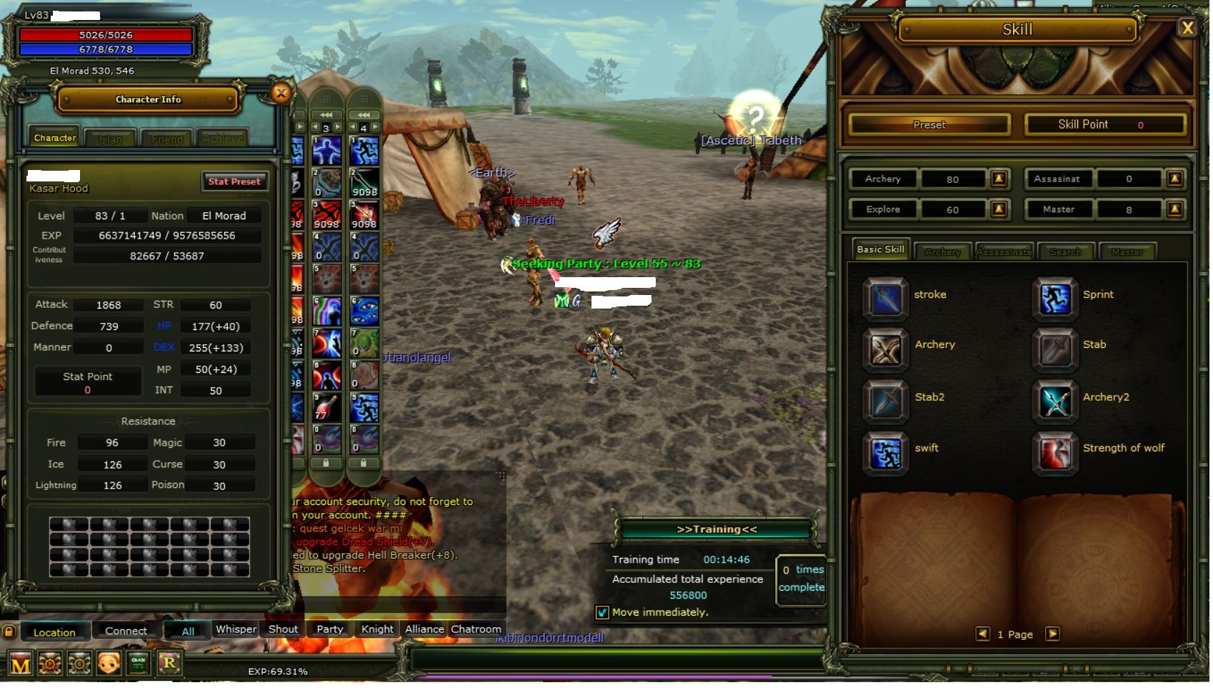 83 Reb 2 full görev 8 Quest bow ve 8 mithril li itemli char