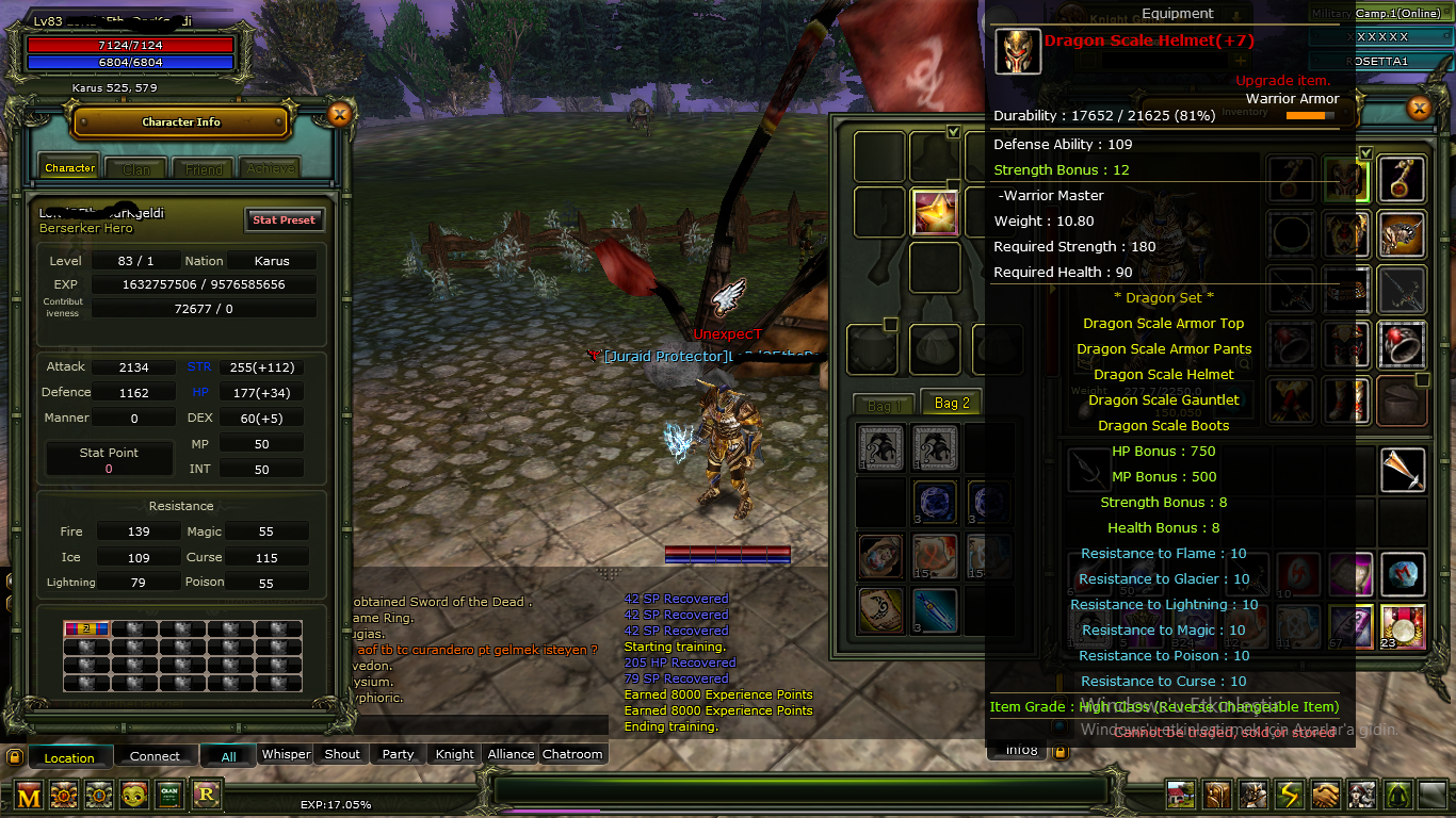rosetta 83/1 karus warrior yan karakter 80 lwl warrior