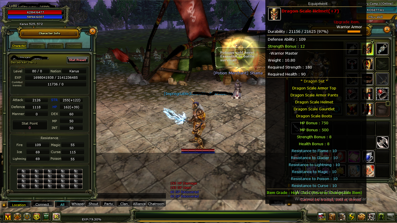 rosetta 83/1 karus warrior yan karakter 80 lwl warrior