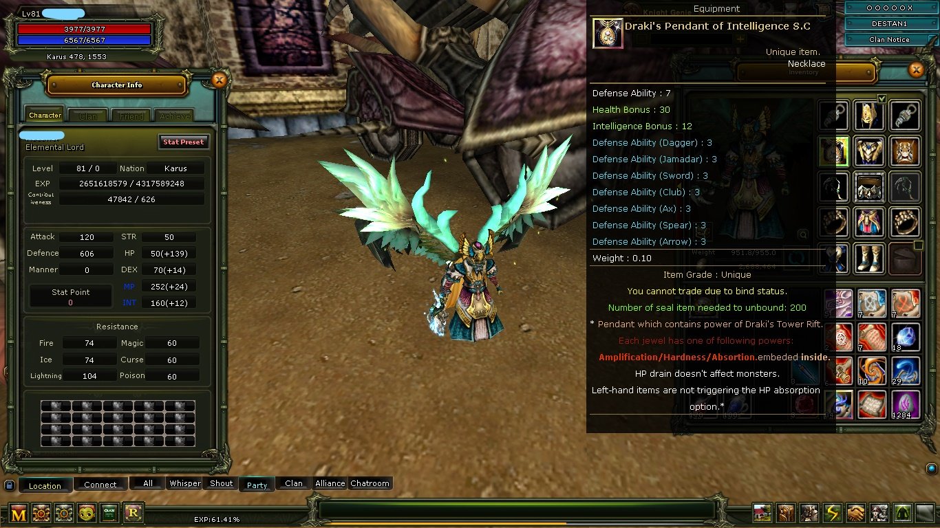 81% 61 karus mage 7 ron's setli/Gryphon hp basılı setli /itemli halde