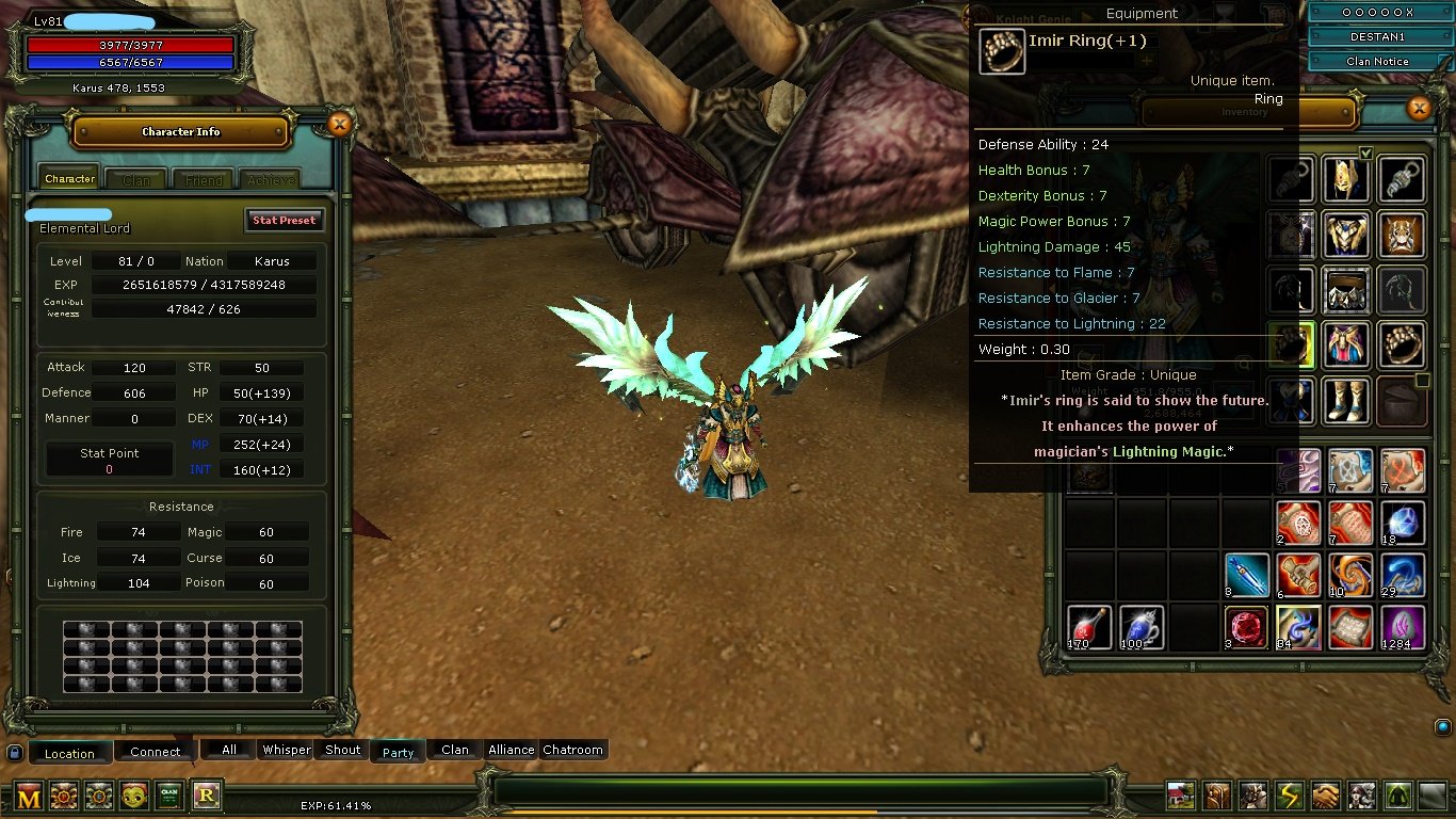 81% 61 karus mage 7 ron's setli/Gryphon hp basılı setli /itemli halde